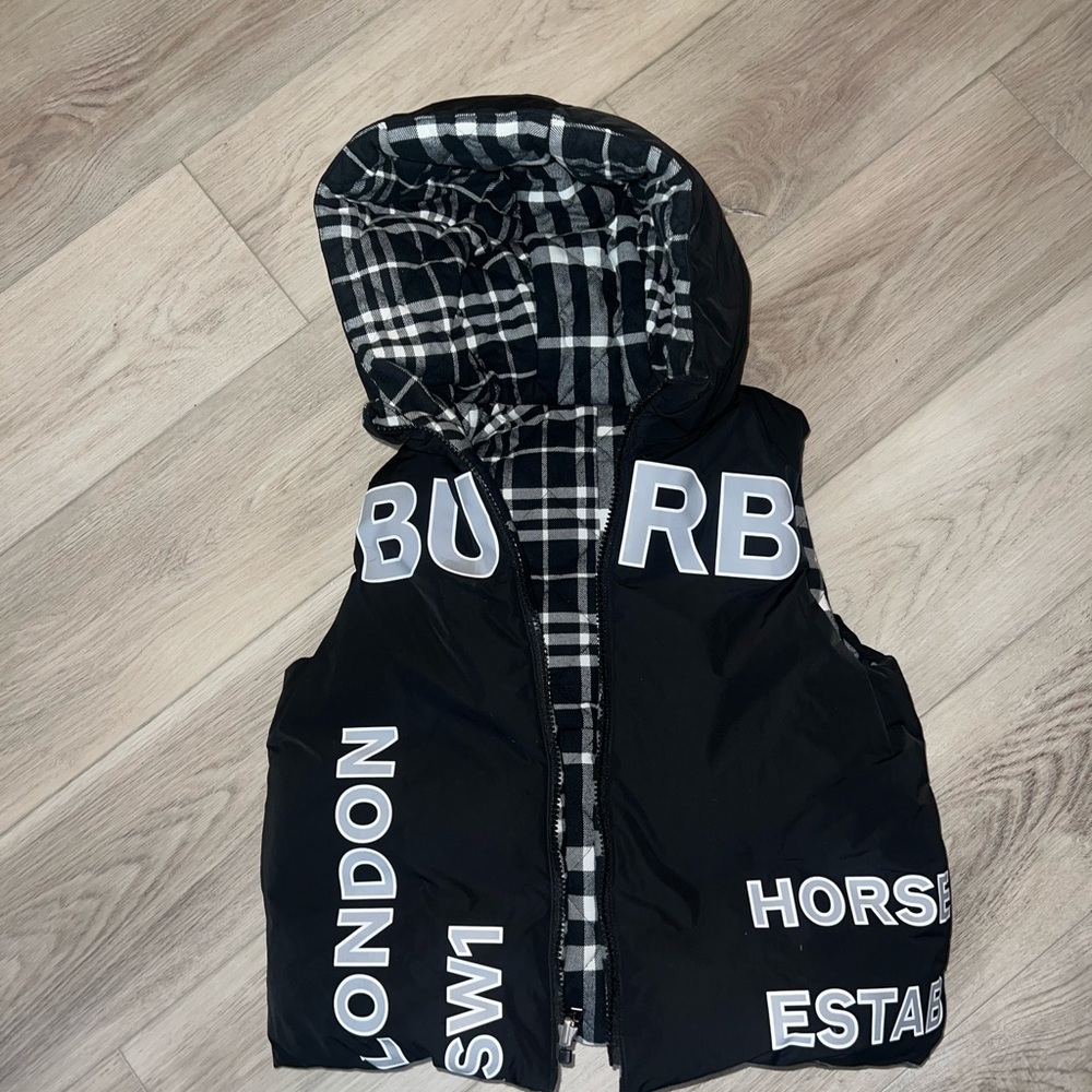 Burberry Black Kids Vest with White Accents